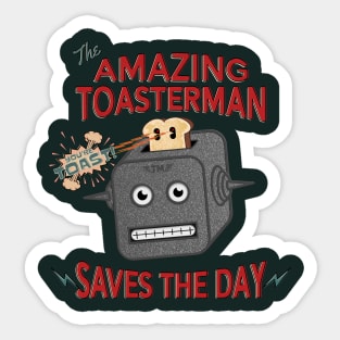 The Amazing Toasterman Saves The Day Funny Chrome Toaster Robot Sticker